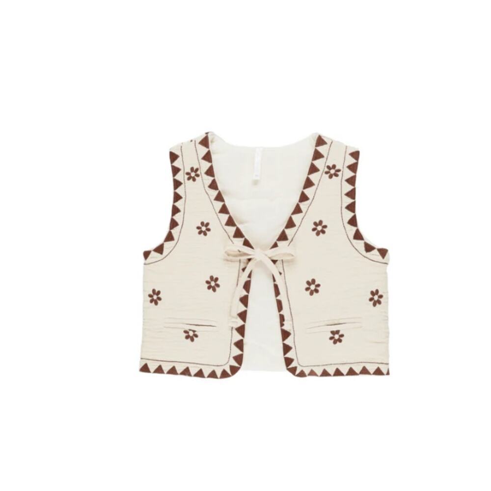 Rylee and Cru Girls Natural Flower Embroidered Vest Size 2-3 Y